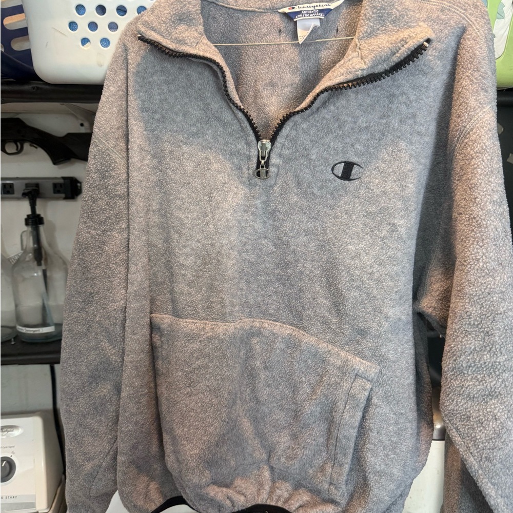 Champion Men's Zip Up Sweater in Gray